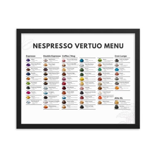 Nespresso vertuo list of capsules vertuo pod range poster black